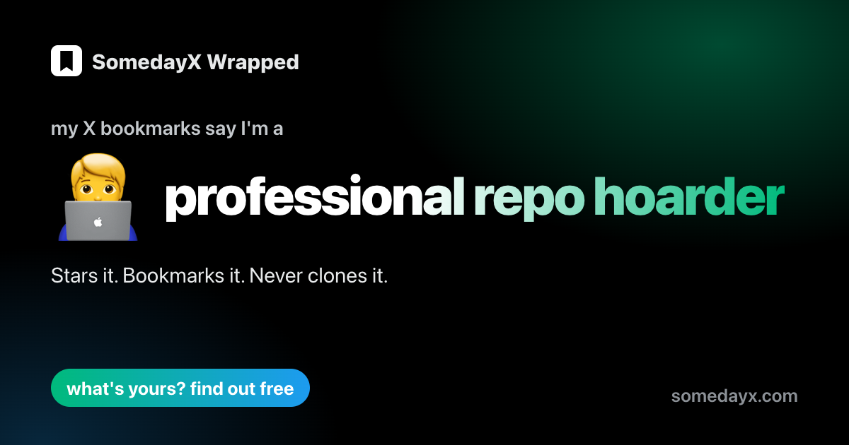 Wrapped persona card: professional repo hoarder